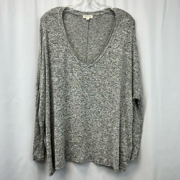 Silence + Noise Womens Pullover Sweater V-Neck Gray Heathered Long Sleeve S - Picture 1 of 10